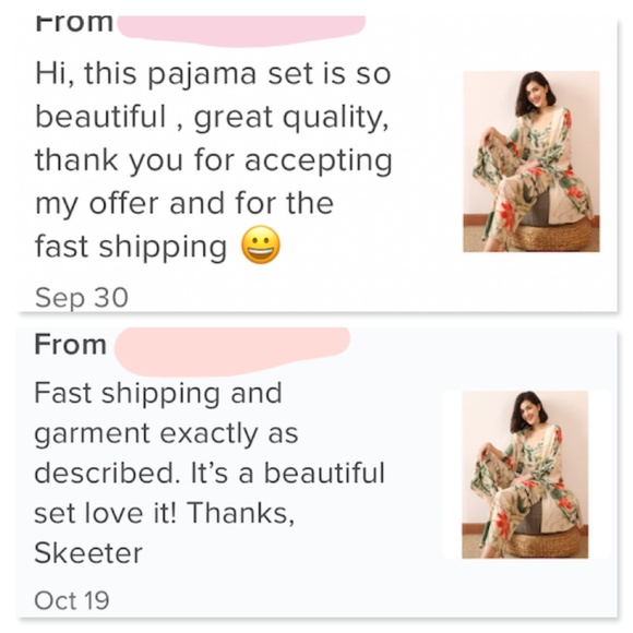 3 Piece Beige Green Floral Print Pajama Set - Picture 6 of 8